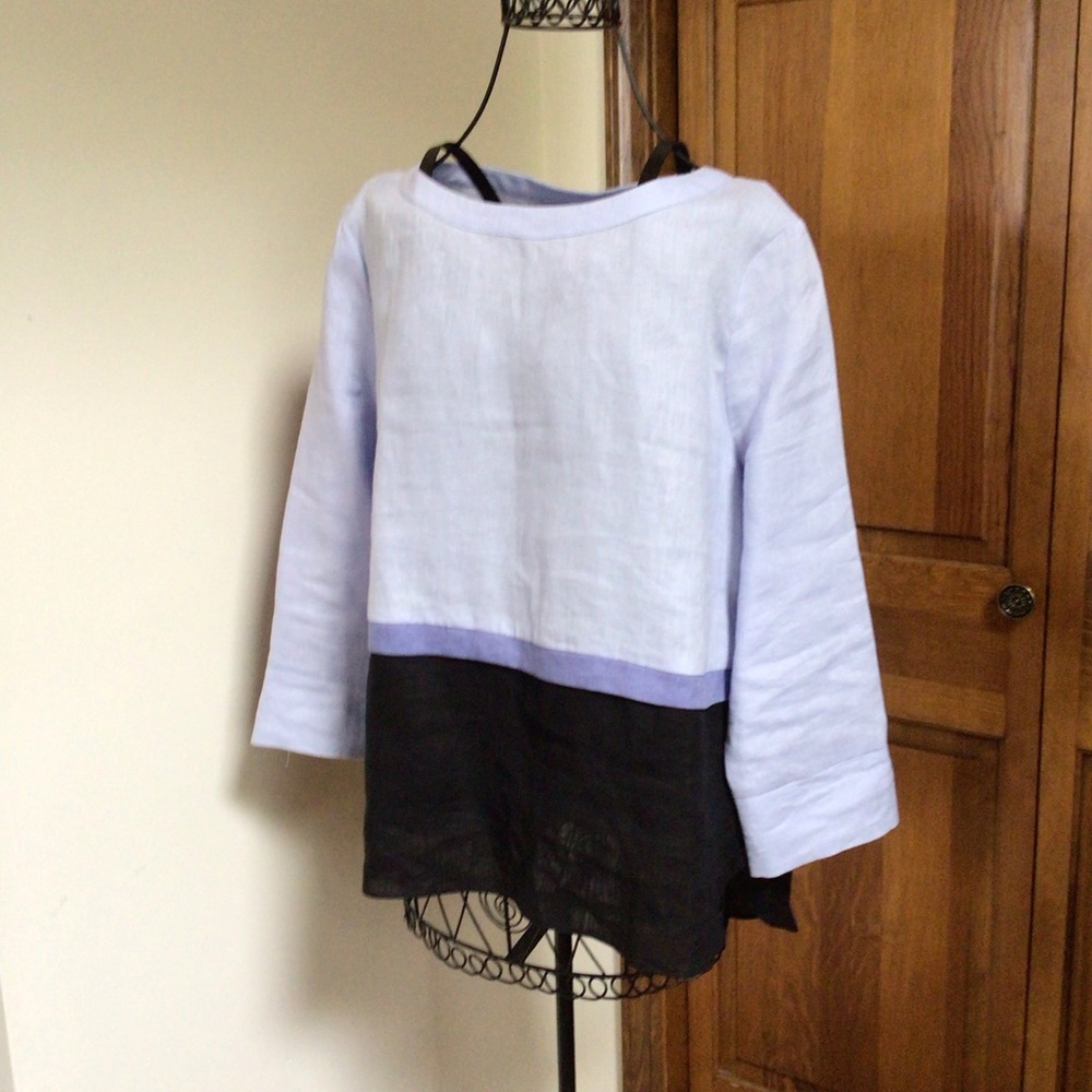 Colorblock linen blouse, Medium - Picture 1 of 4